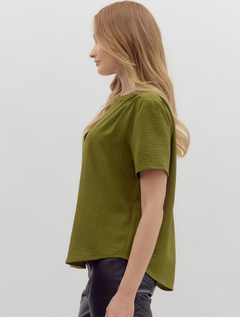 Classic V-Neck Short Sleeve Blouse