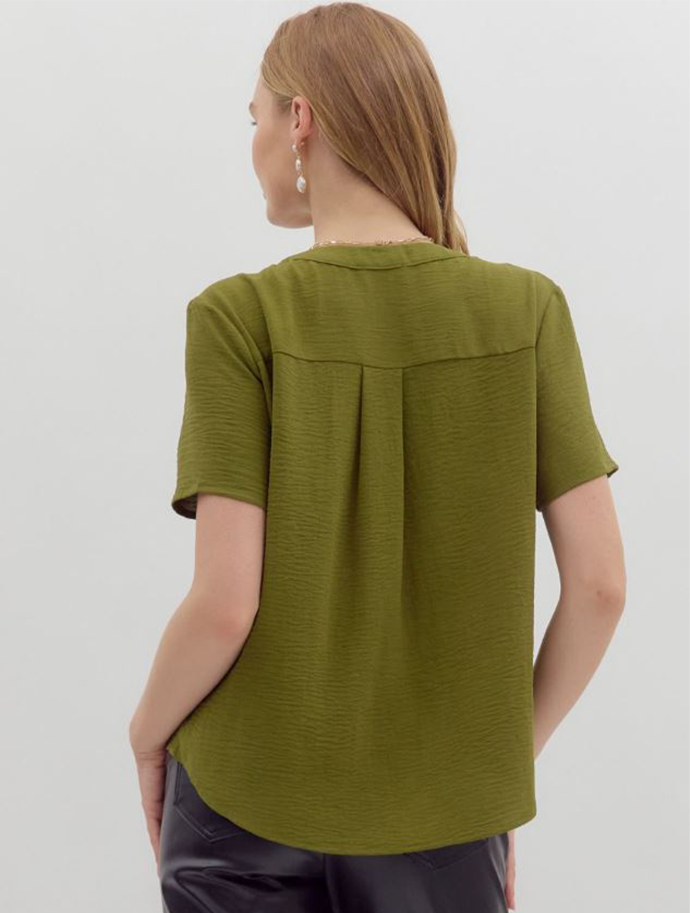 Classic V-Neck Short Sleeve Blouse