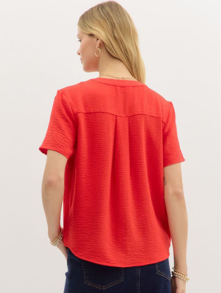 Classic V-Neck Short Sleeve Blouse