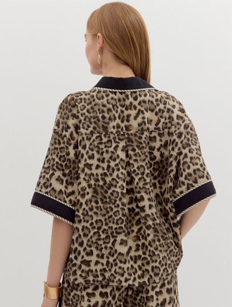 Cheetah Print Short Sleeve Button Up