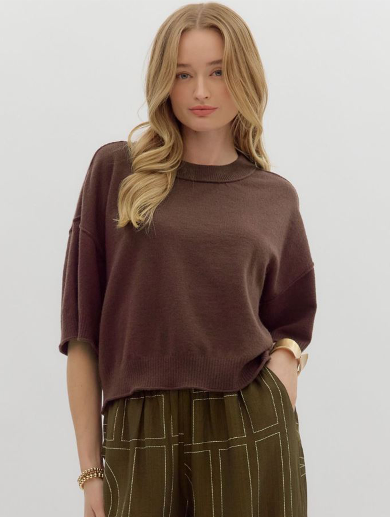 3/4 Wide Sleeve Knit Sweater