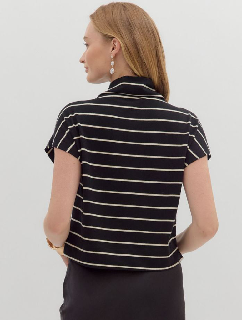 Stripe Mock Neck Pullover Top