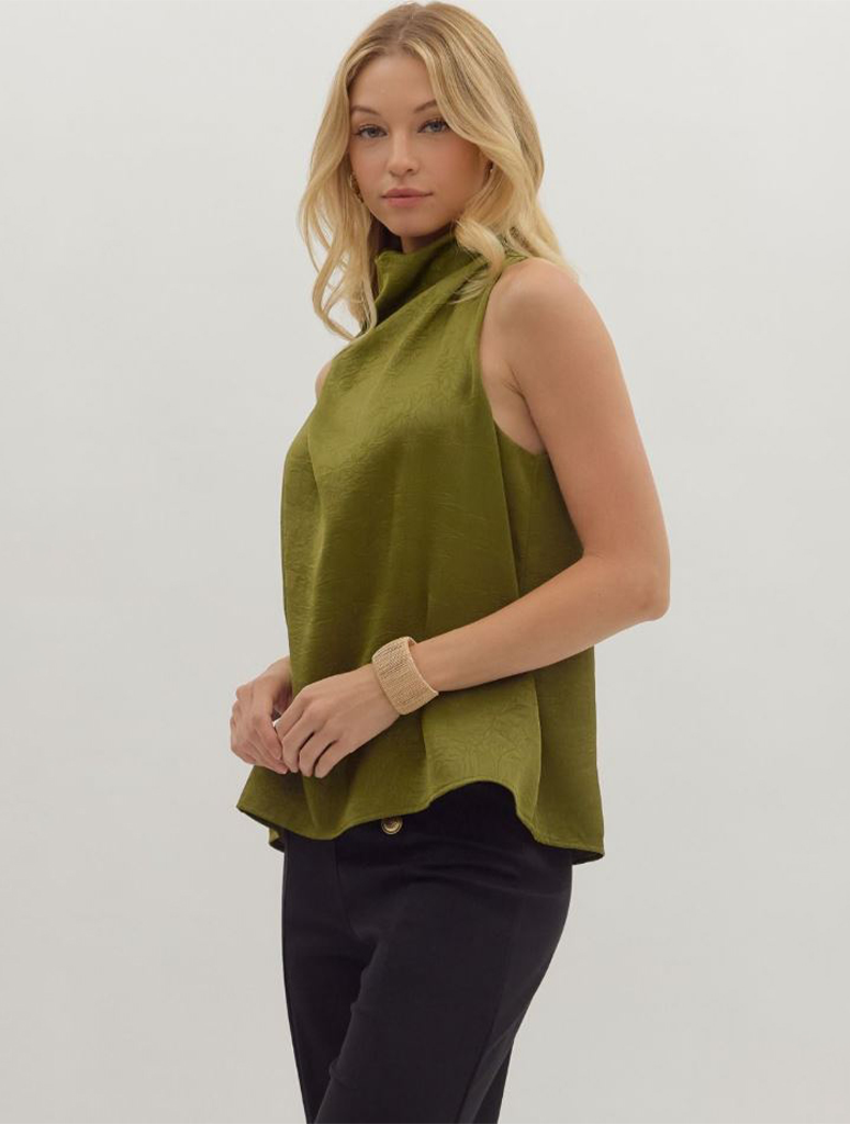 Draped Front Mock Neck Top
