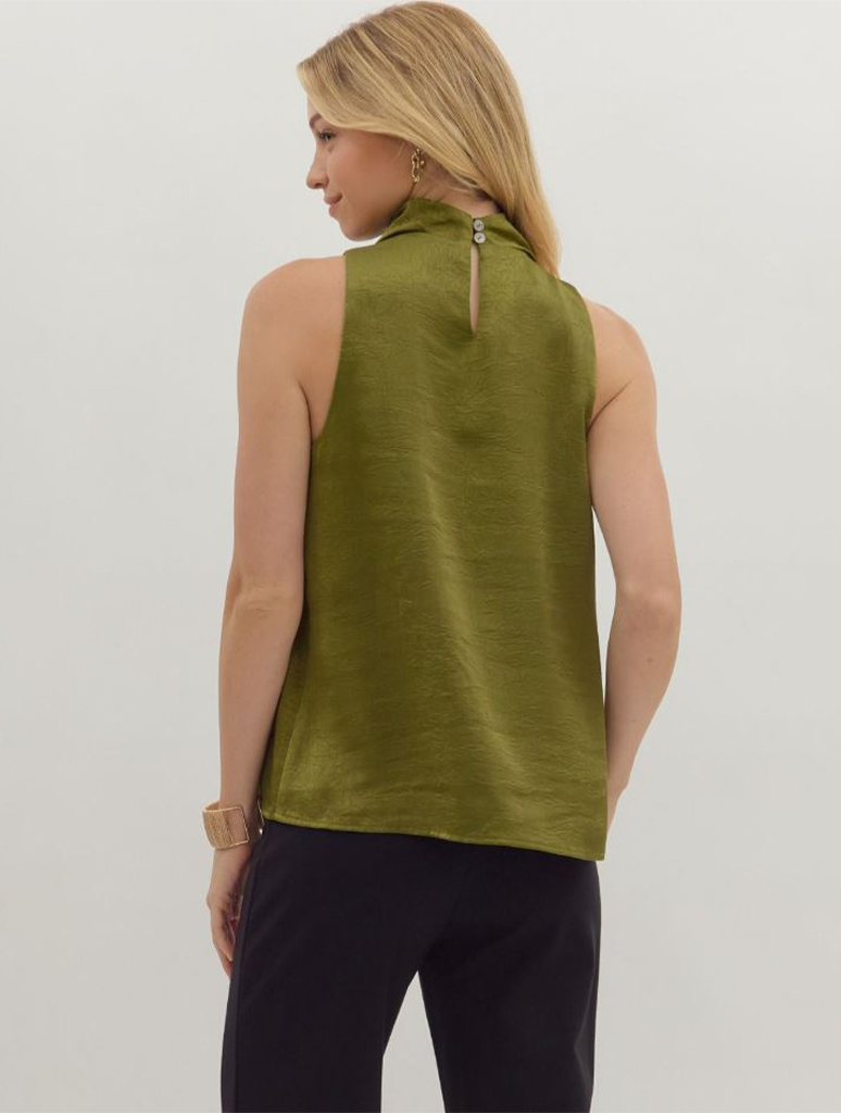 Draped Front Mock Neck Top