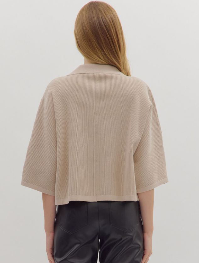3/4 Sleeve Collared Sweater