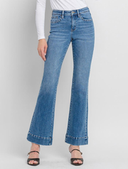 Vervet High Rise Trouser Hem Relaxed Flare Jeans