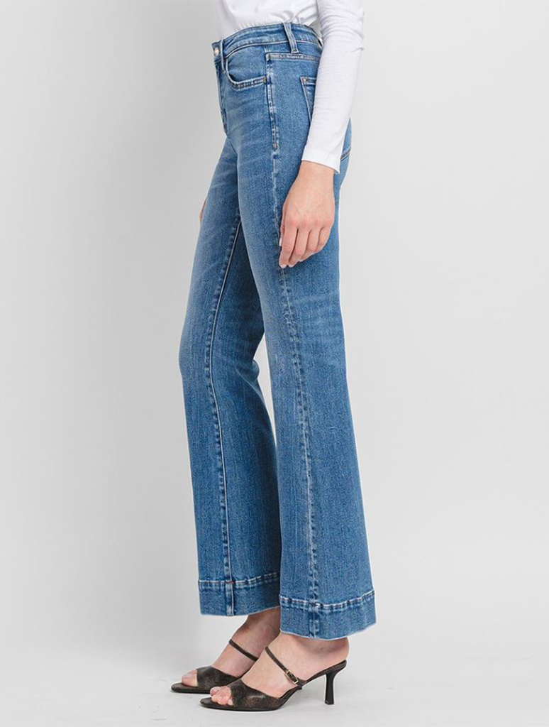 Vervet High Rise Trouser Hem Relaxed Flare Jeans
