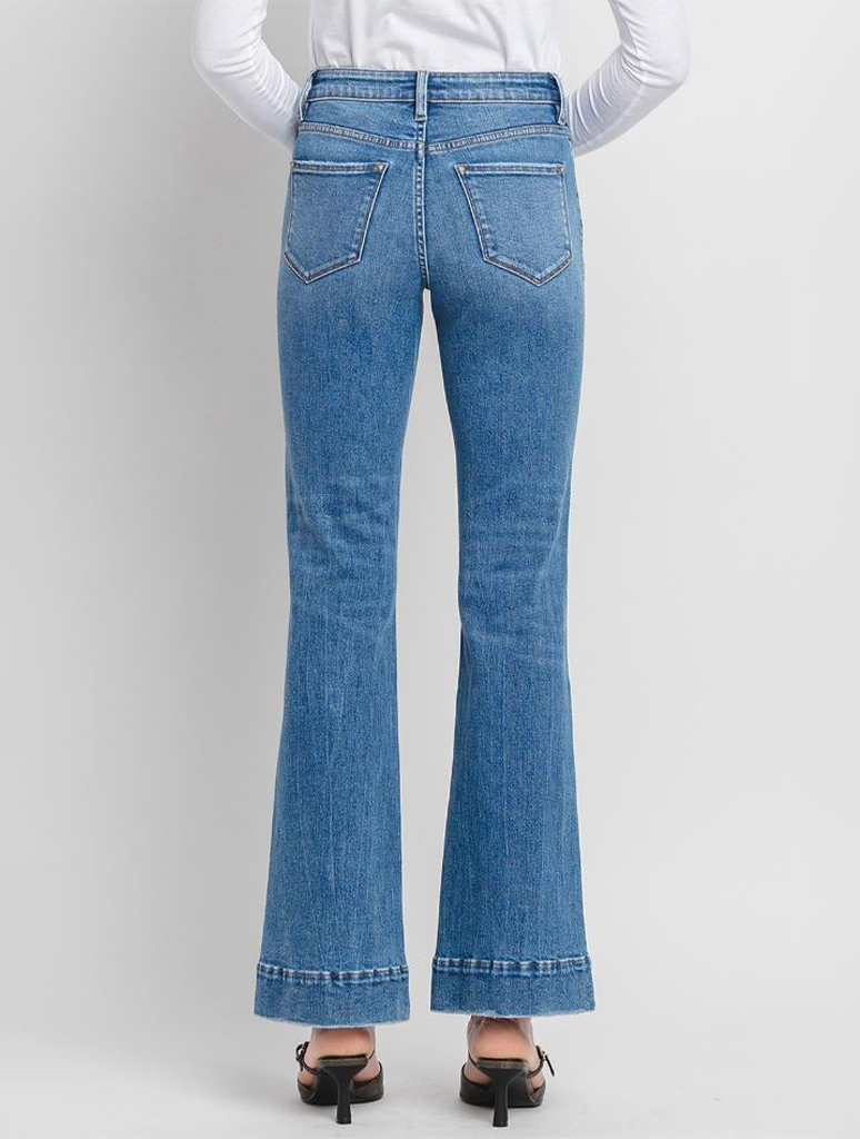 Vervet High Rise Trouser Hem Relaxed Flare Jeans