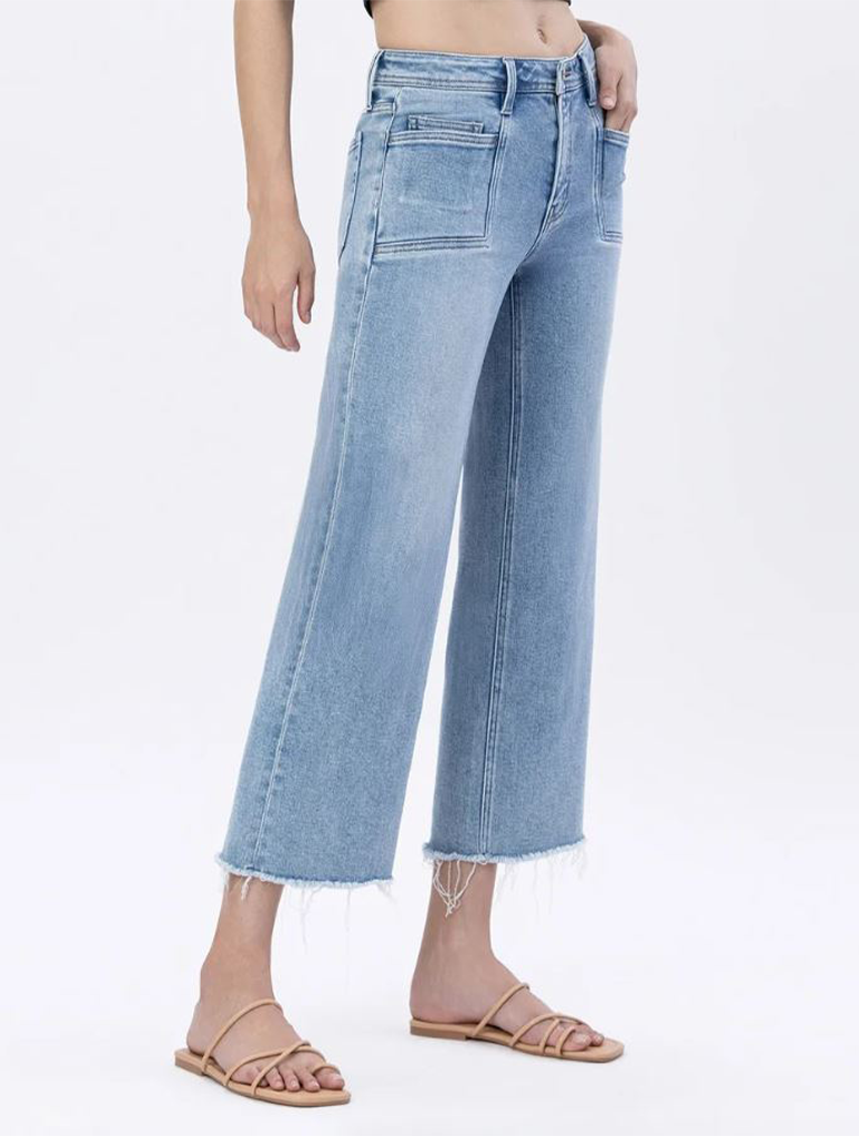 Vervet Aileah High Rise Crop Slim Wide Leg Jeans