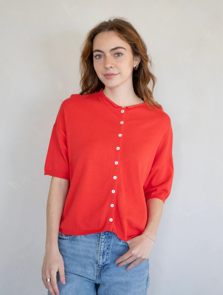 Short Sleeve Knit Cardigan