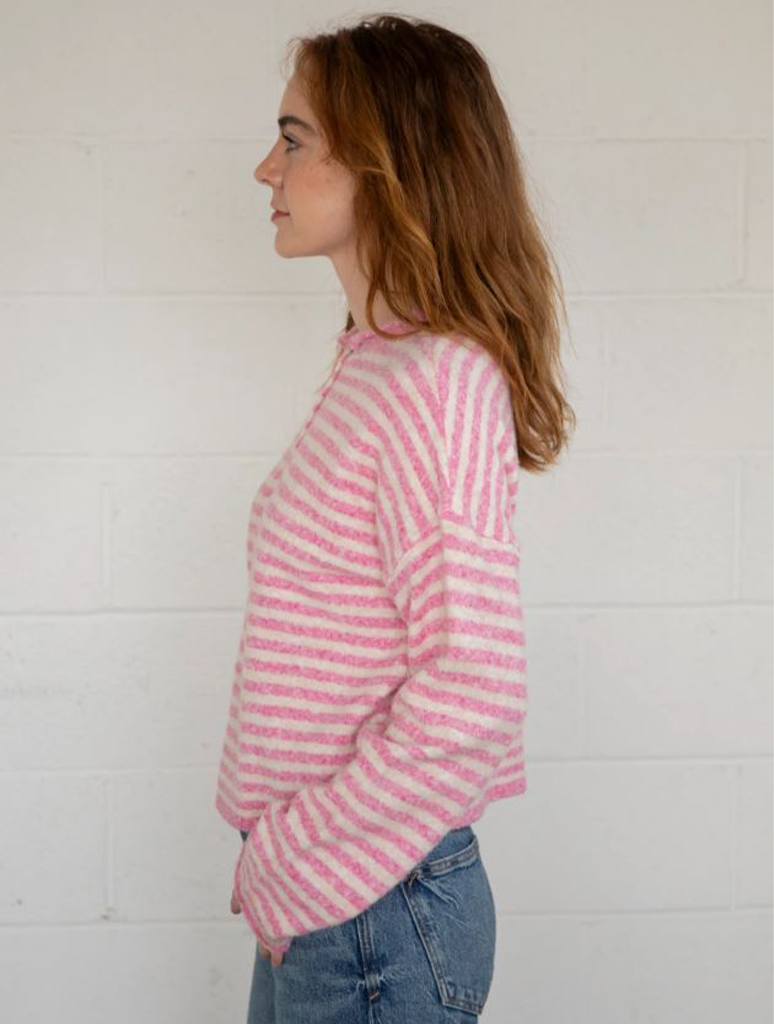 Striped Henley Pullover Sweater