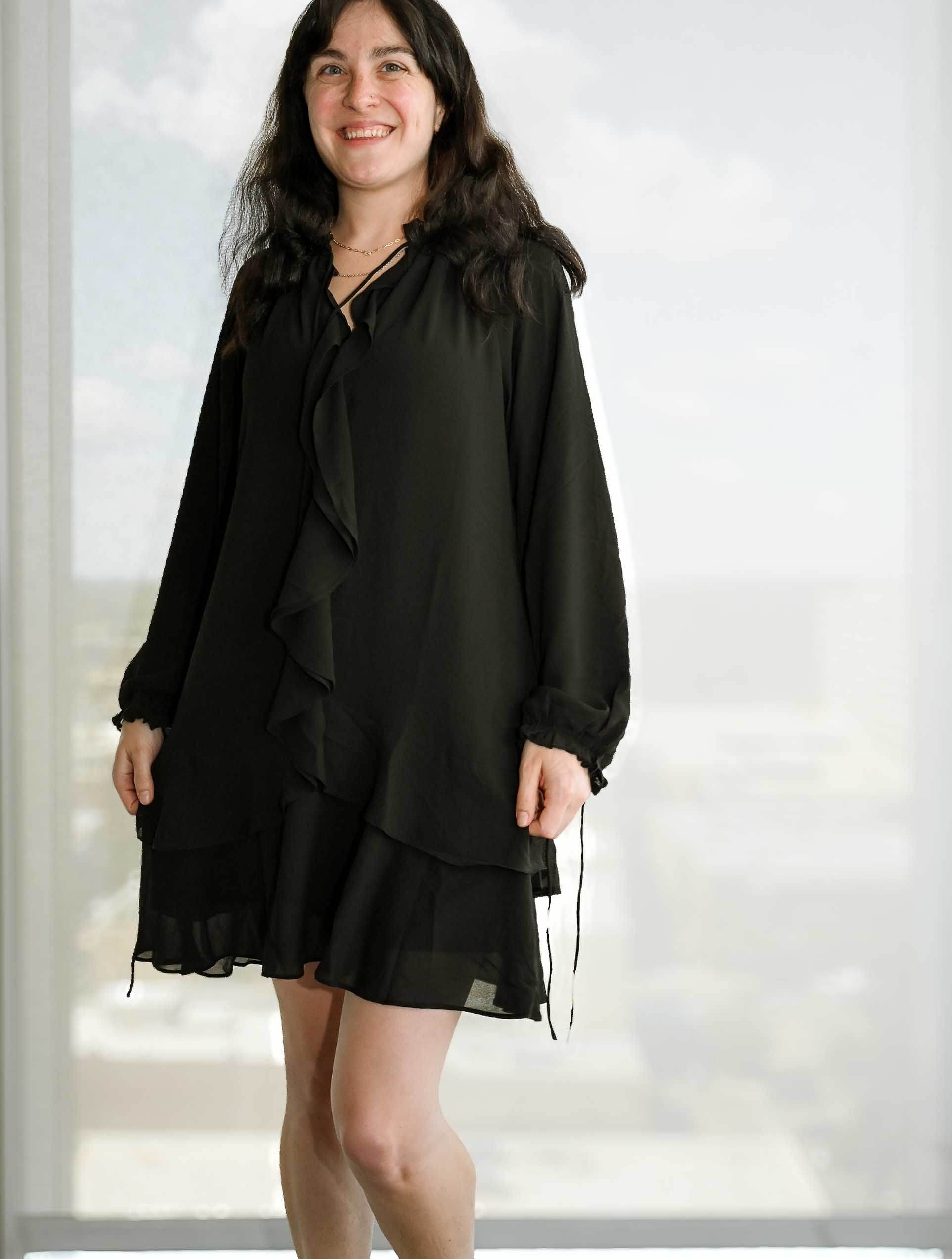 Long Sleeve Flutter Dress