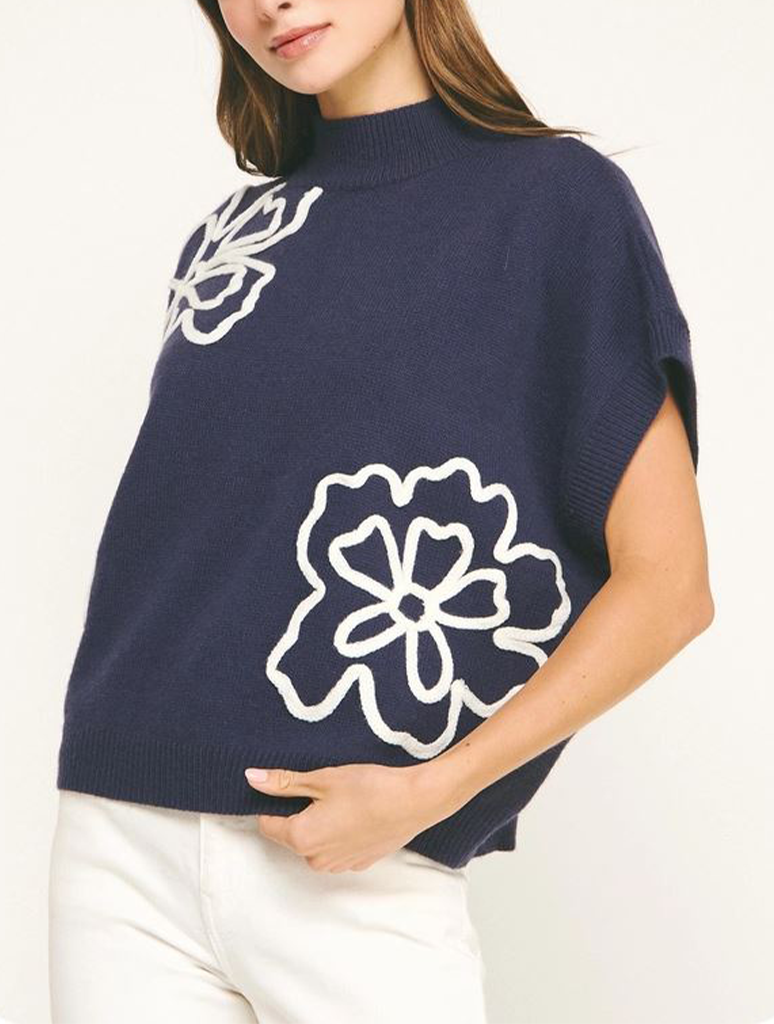 Floral Embroidered Knit Top