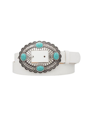 Stone Accent Concho Buckle Belt