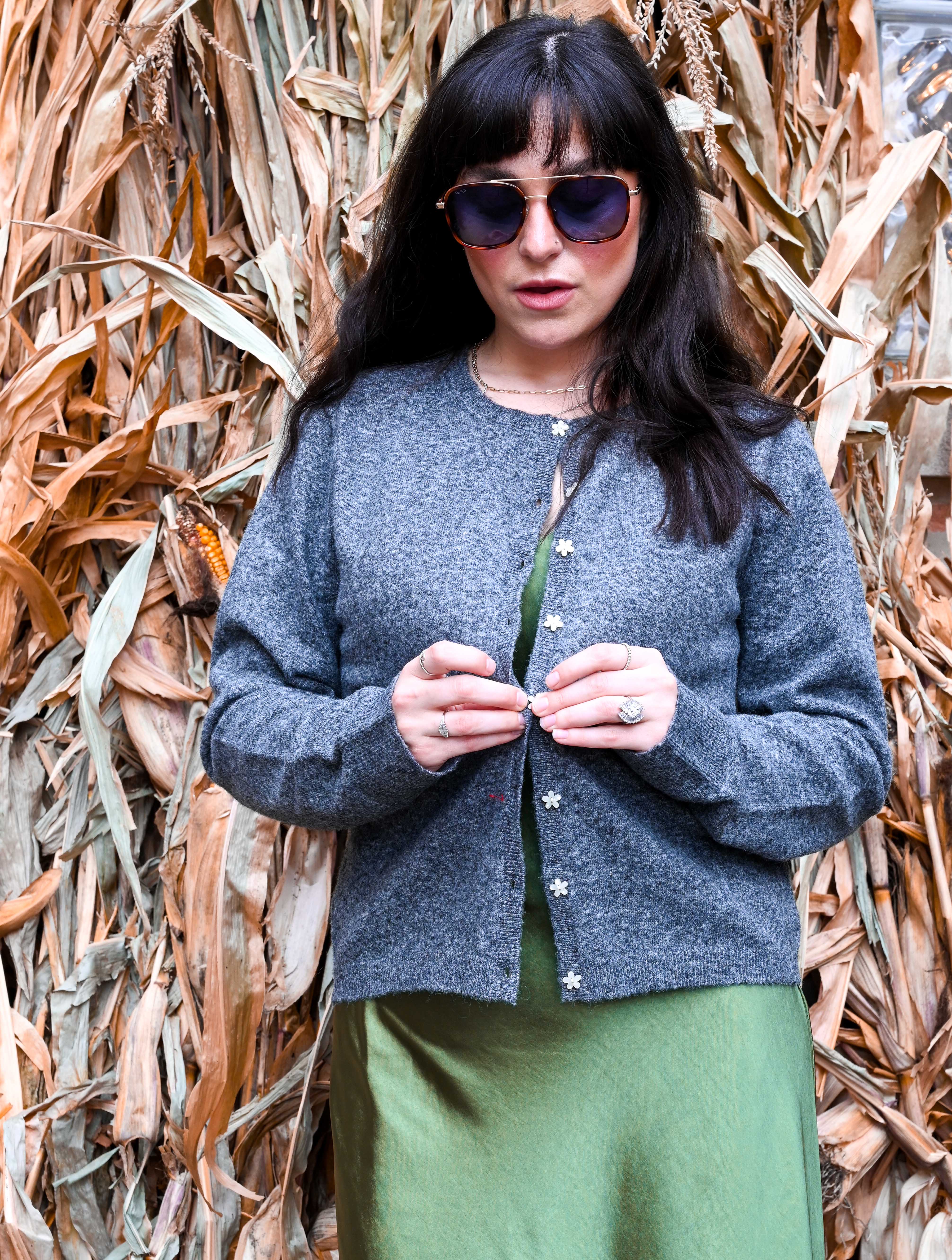 Cardigan with Flower Buttons