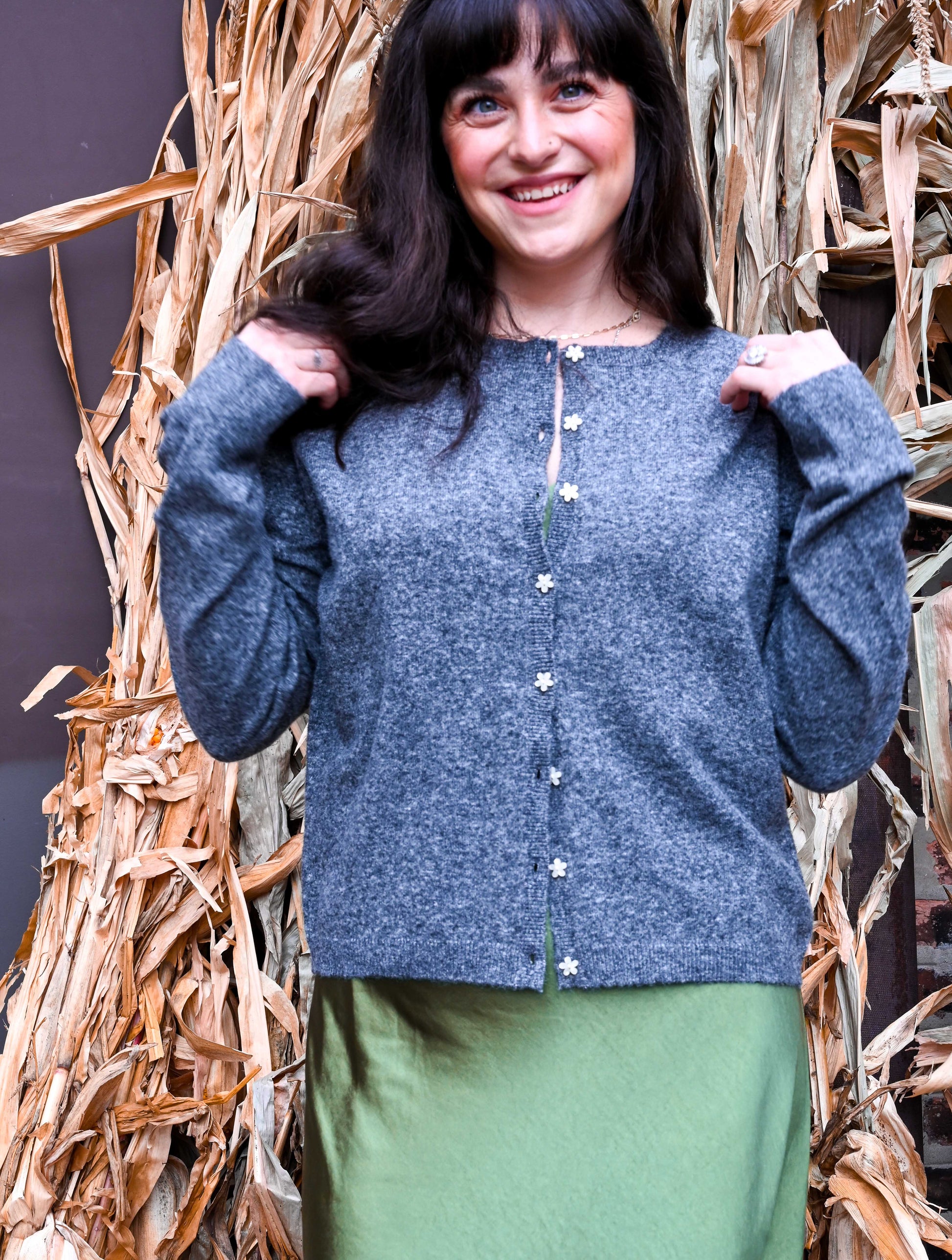 Cardigan with Flower Buttons