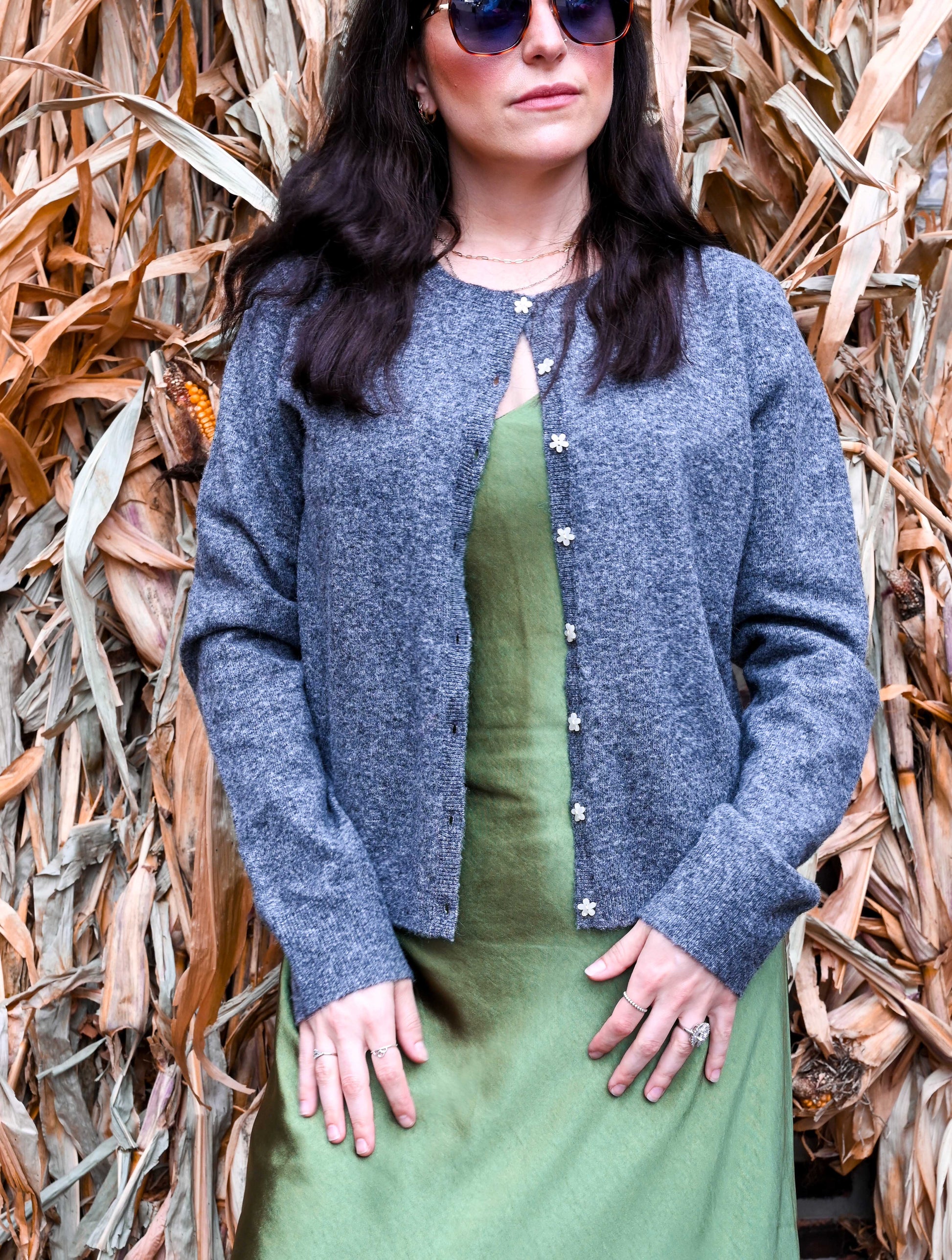 Cardigan with Flower Buttons