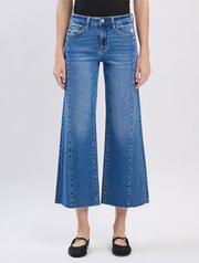 Vervet High Rise Raw Hem Twist Wide Jeans
