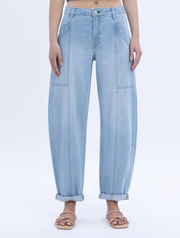 Vervet Kate Super High Rise Cuffed Ankle Barrel Jeans