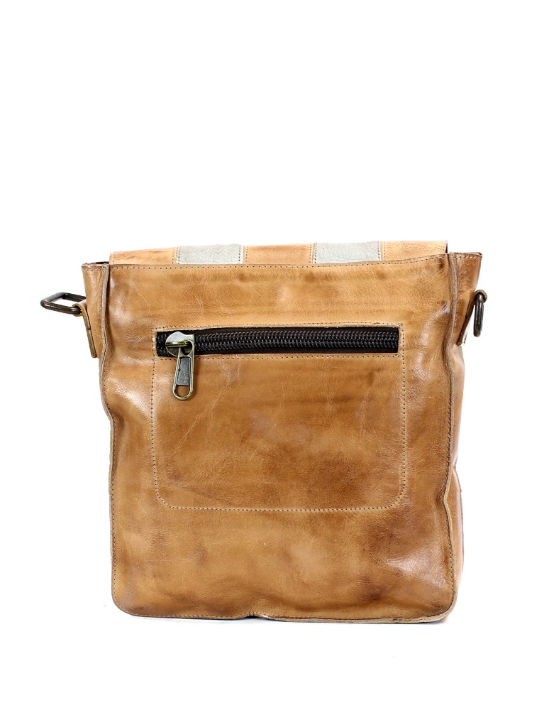 Side view of BED|STU Venice Beach II bag showing magnetic flap closure and organic lining