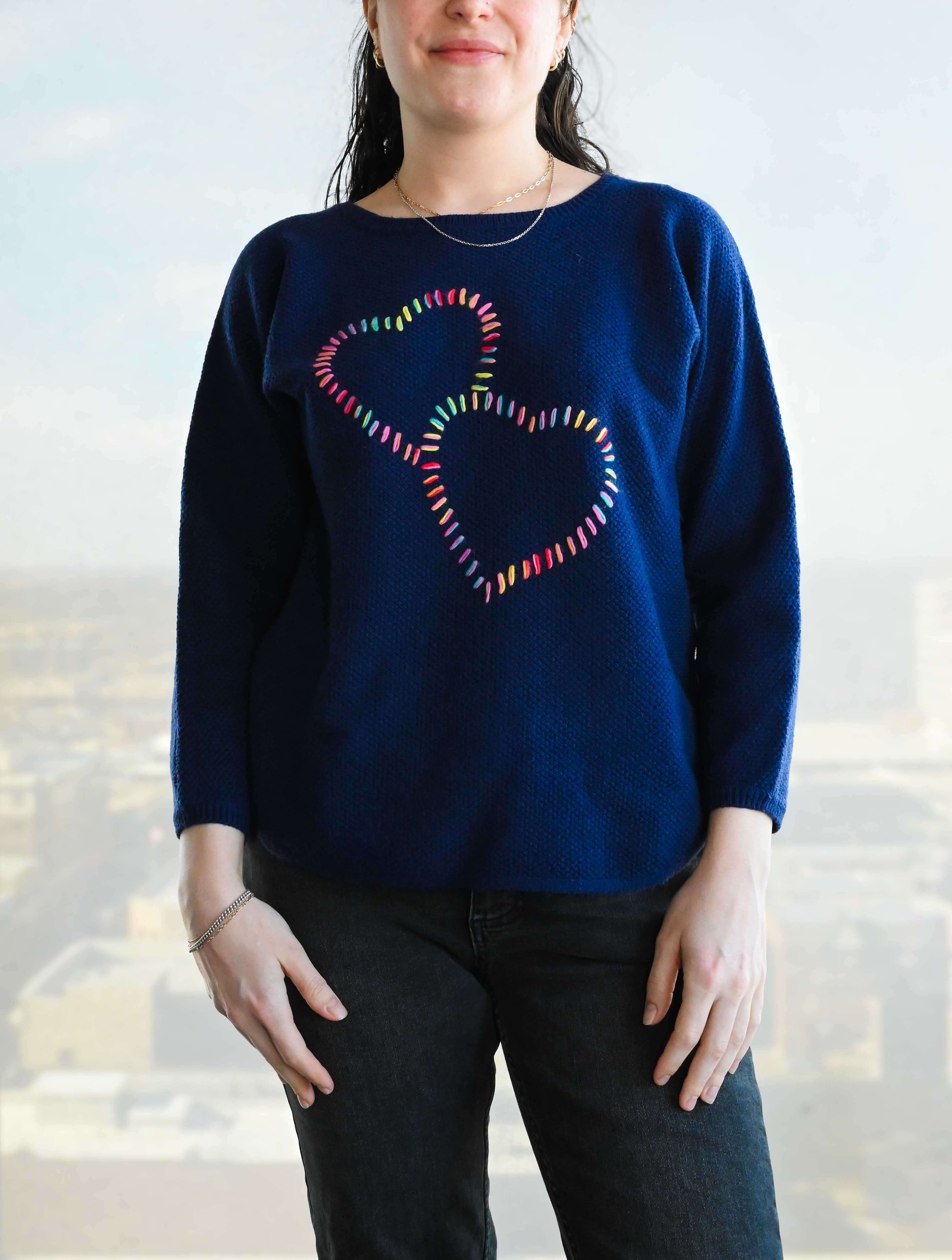 Stitched Heart Long Sleeve Sweater