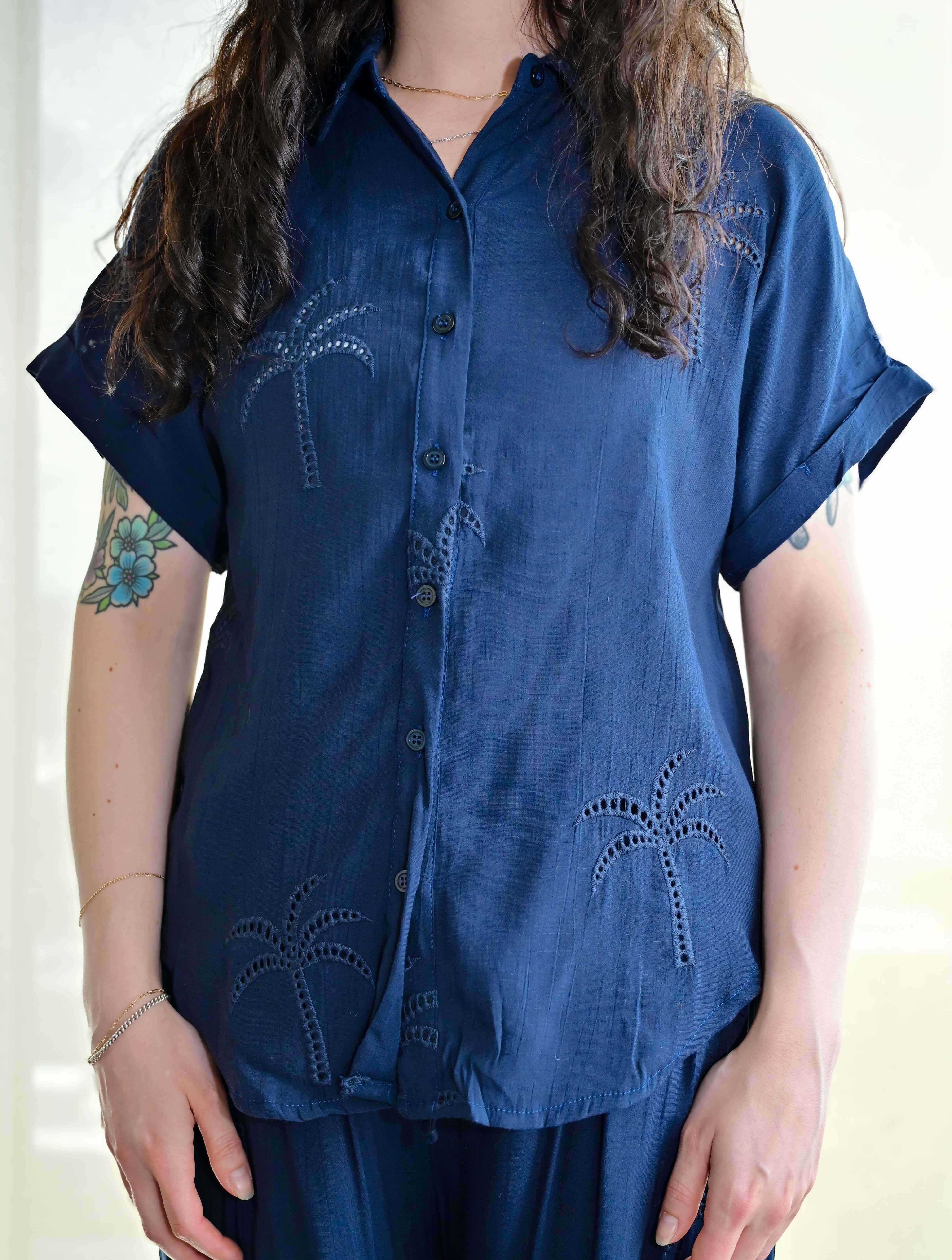 Palm Tree Eyelet Top