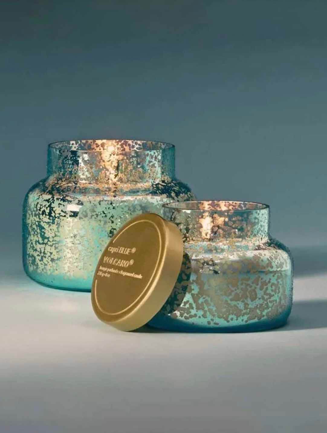 Capri Blue 8 oz Volcano Blue Textured Mercury Signature Candle