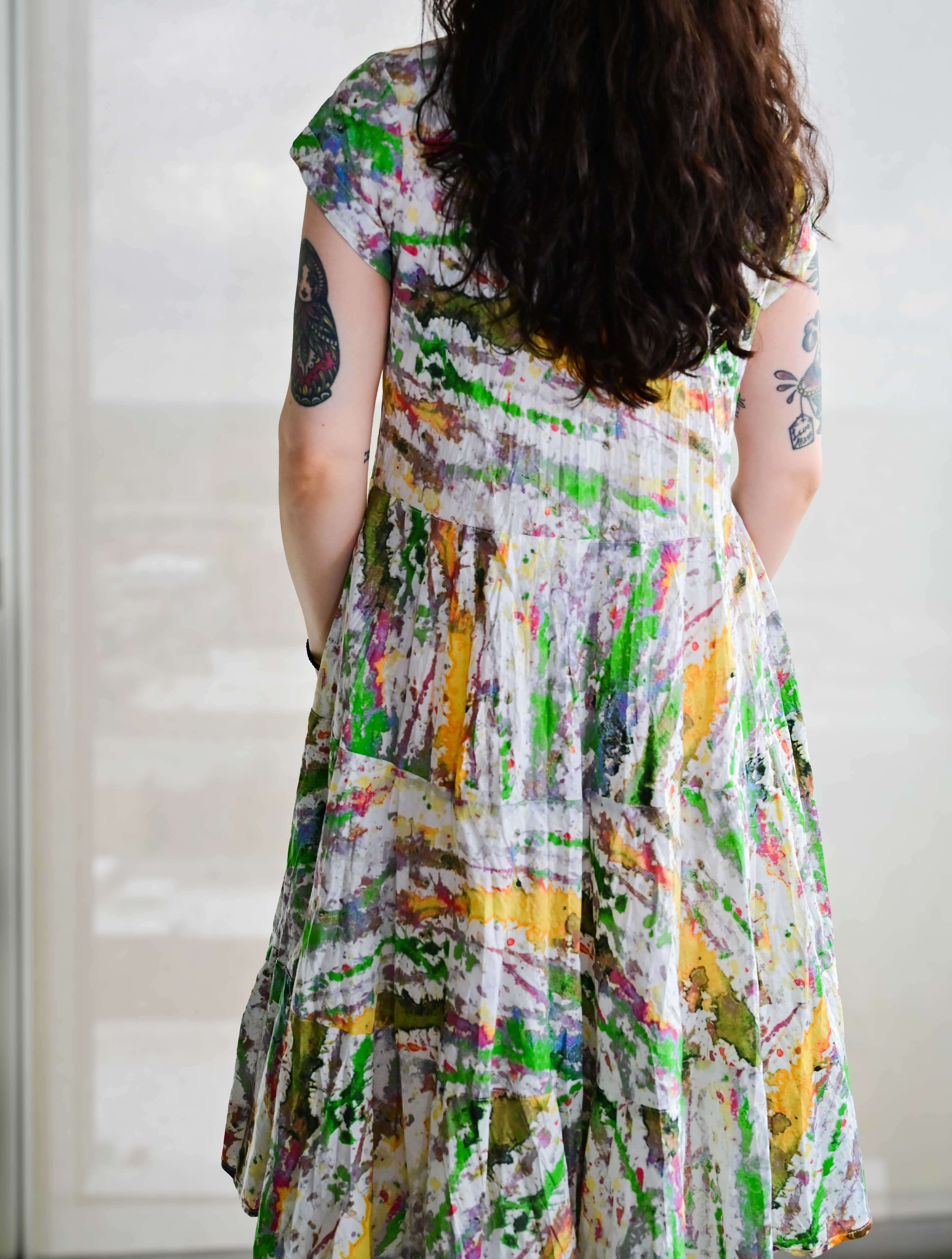 Jalan Cap Sleeve Midi Dress