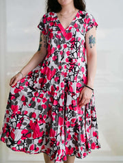 Jalan Cap Sleeve Midi Dress