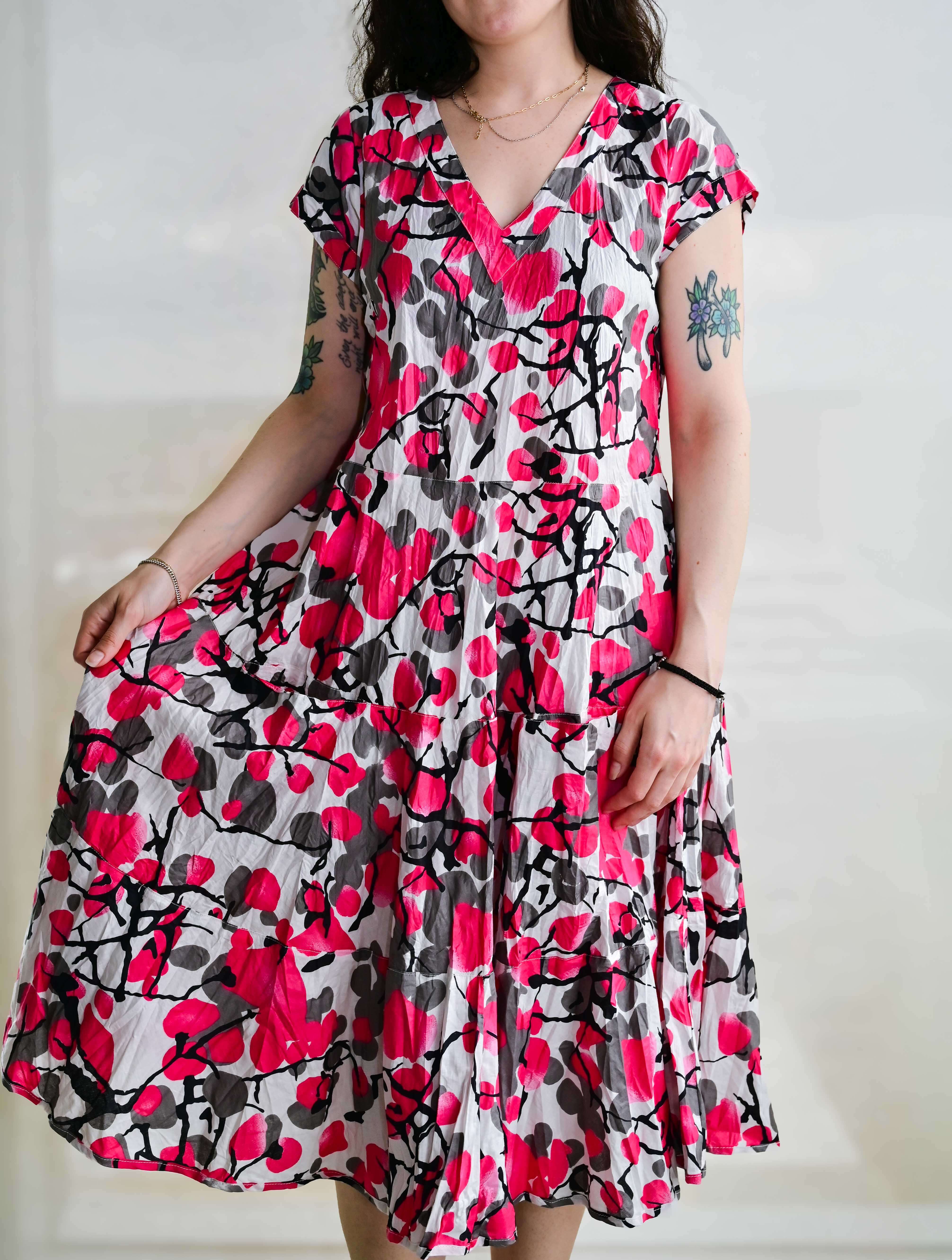 Jalan Cap Sleeve Midi Dress