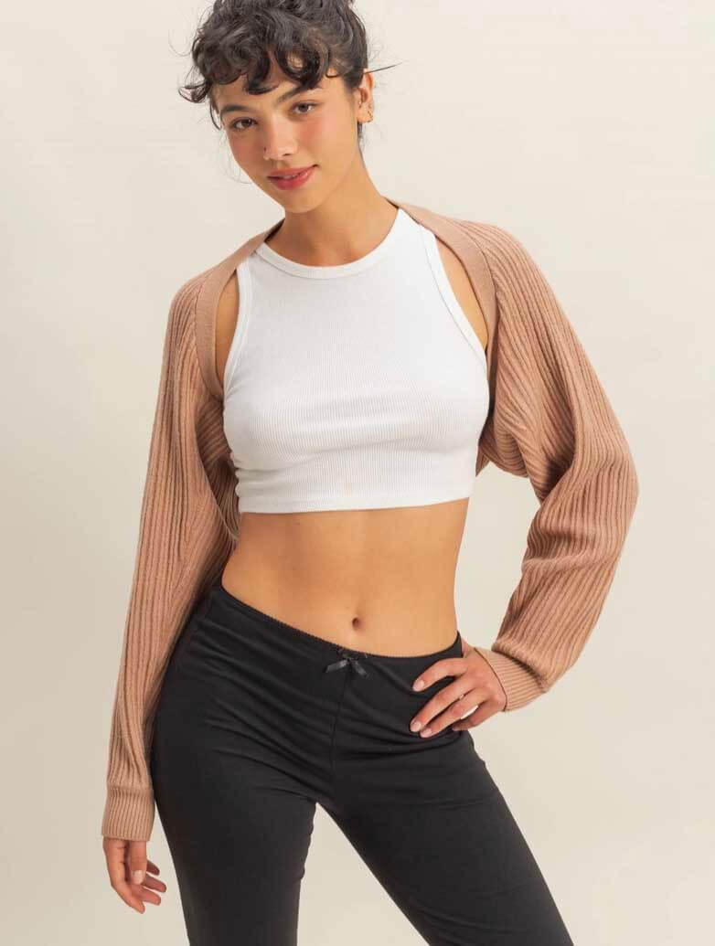 Ribbed Knit Bolero Cardigan
