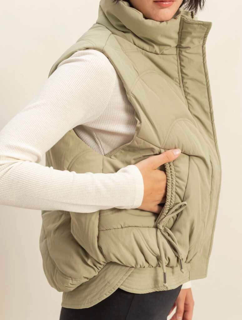 High Neck Quilted Puffer Vest