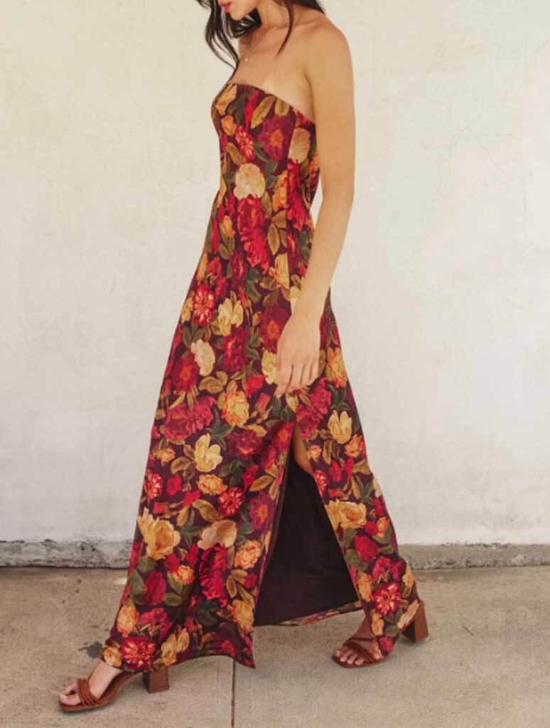 Strapless Bias Cut Maxi Dress