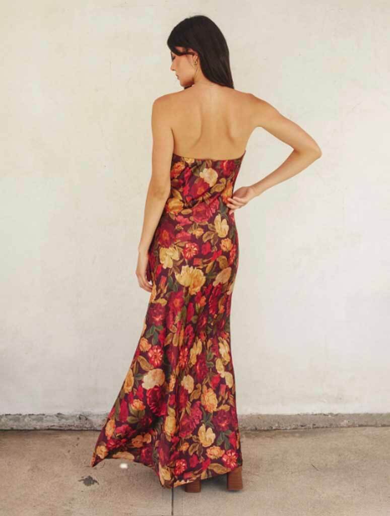 Strapless Bias Cut Maxi Dress