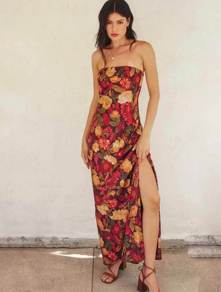 Strapless Bias Cut Maxi Dress