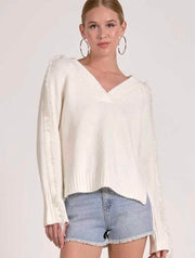 Frayed V-Neck Sweater