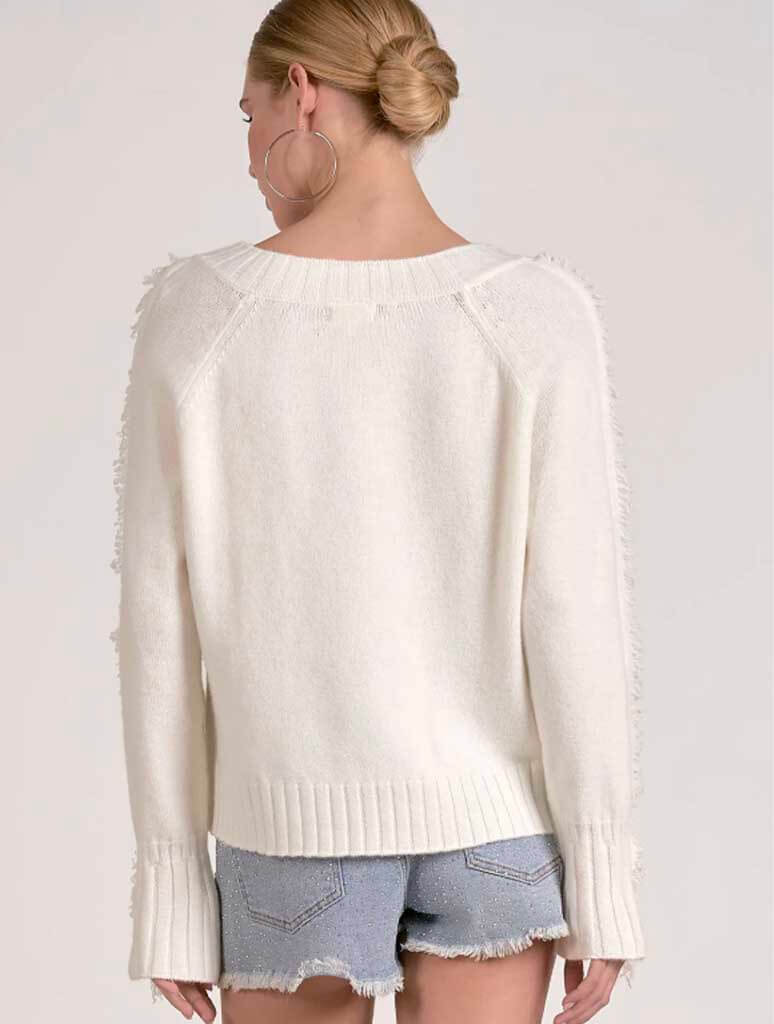 Frayed V-Neck Sweater