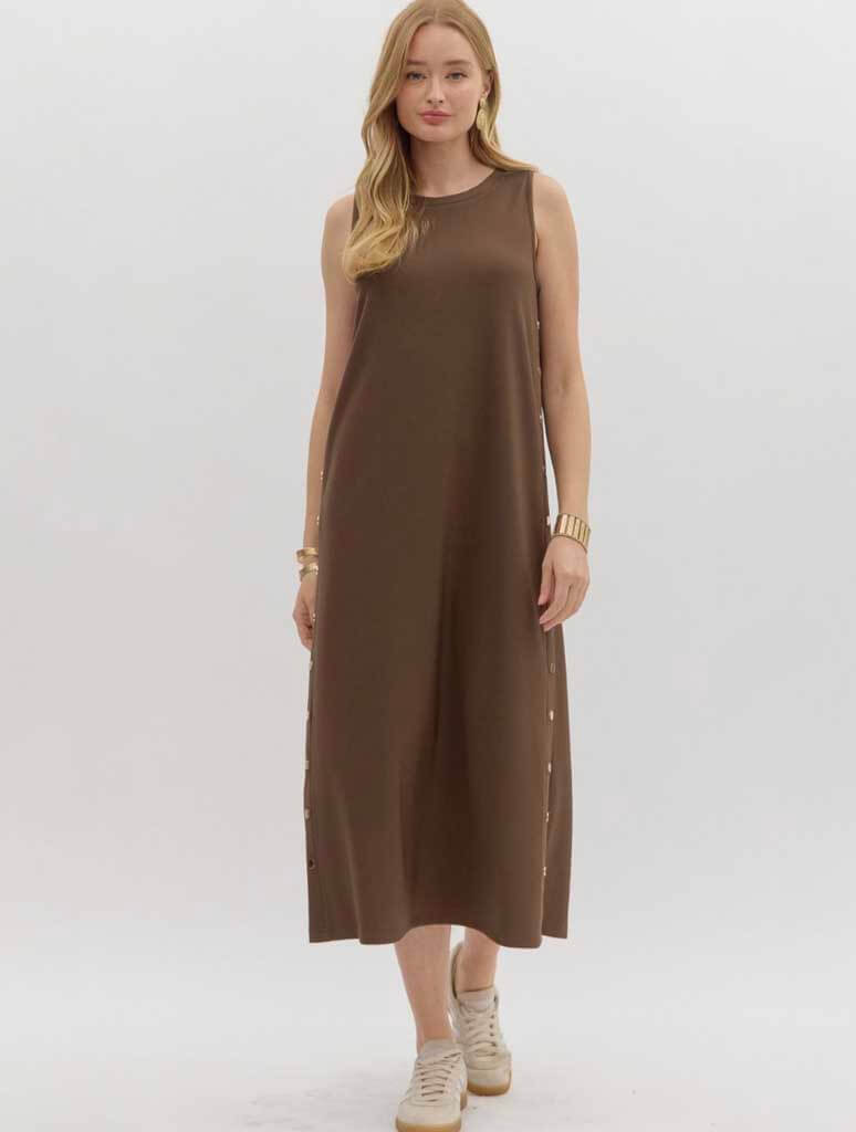 Side Button Detail Maxi Dress