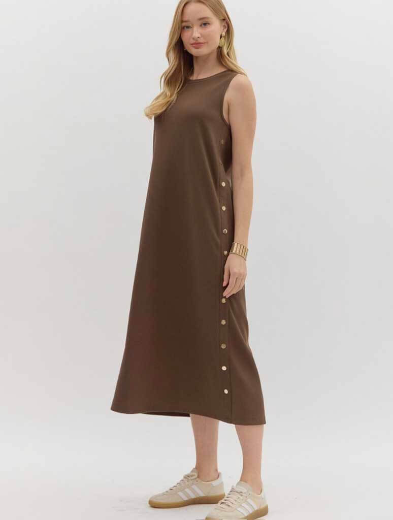 Side Button Detail Maxi Dress