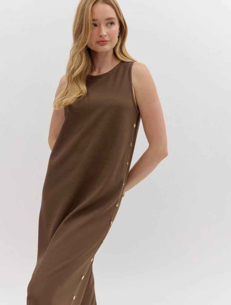 Side Button Detail Maxi Dress