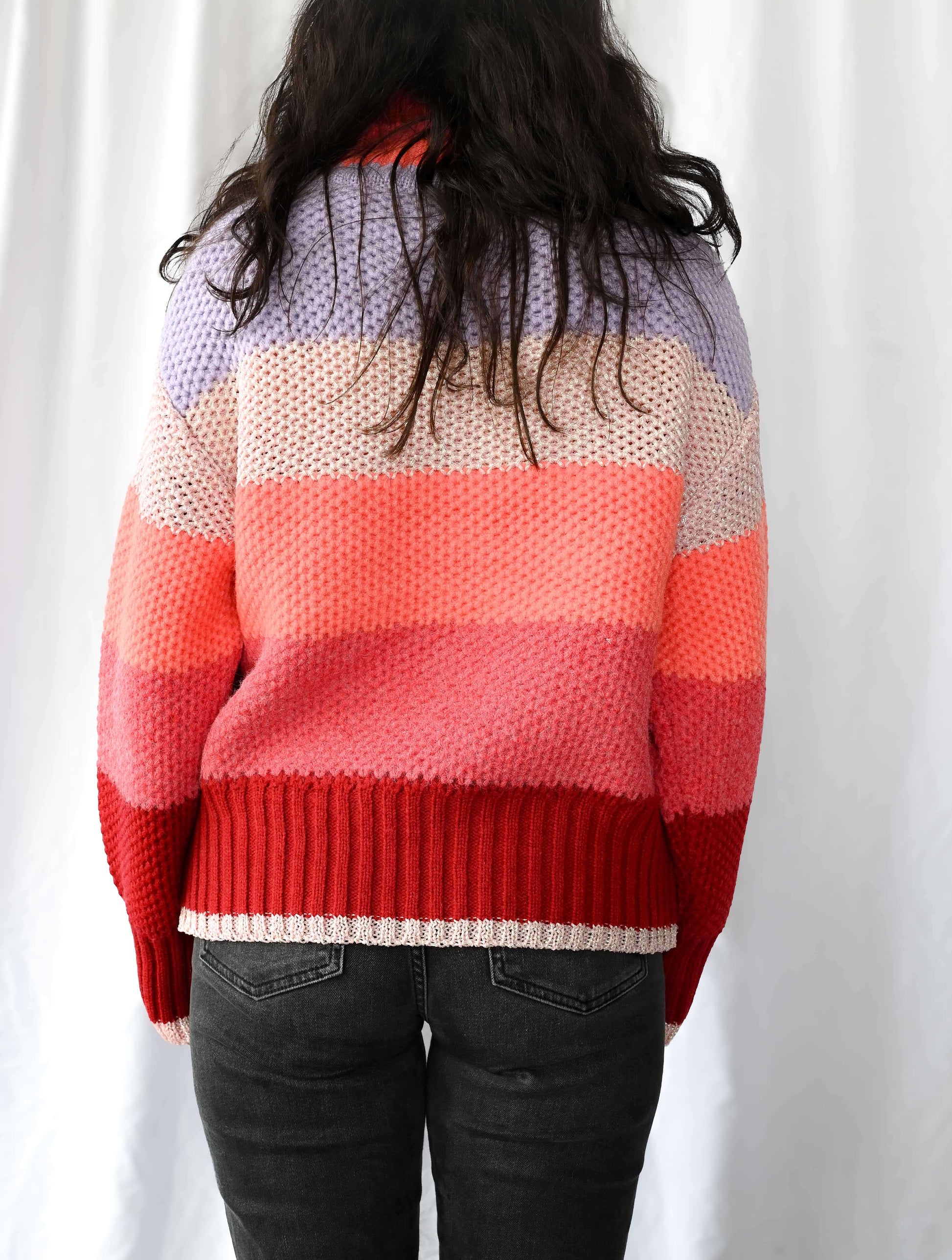 Striped Turtleneck Chunky Knit Sweater