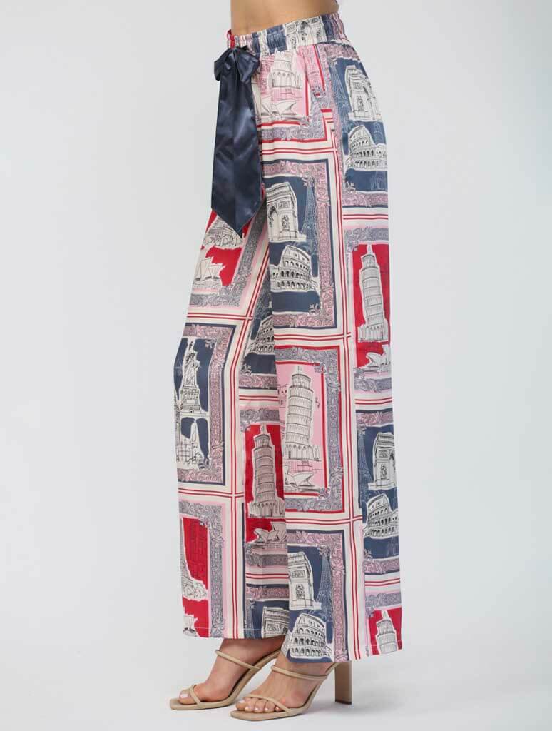 Destination Print Wide Leg Pants