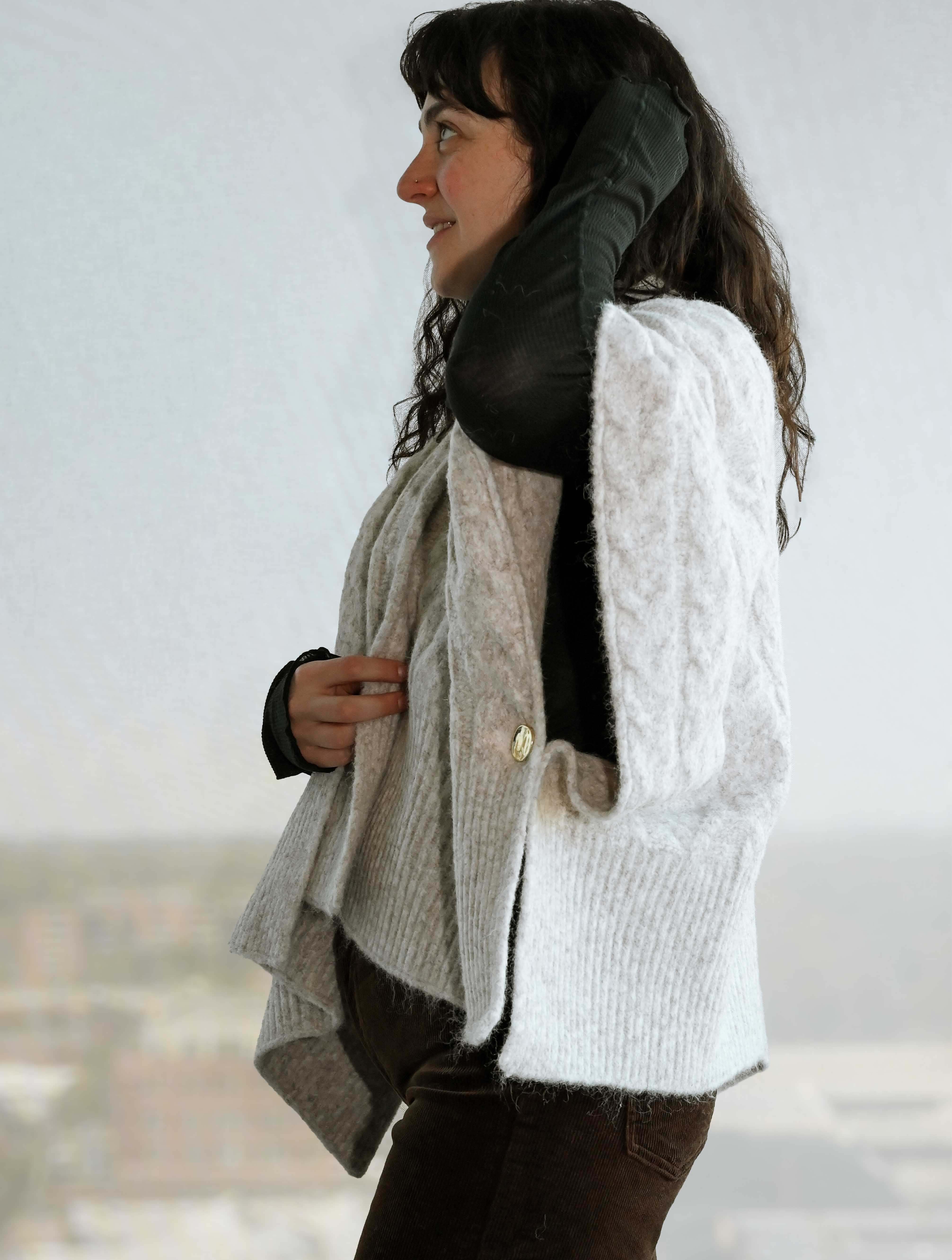 Sweater Cape with Gold Buttons