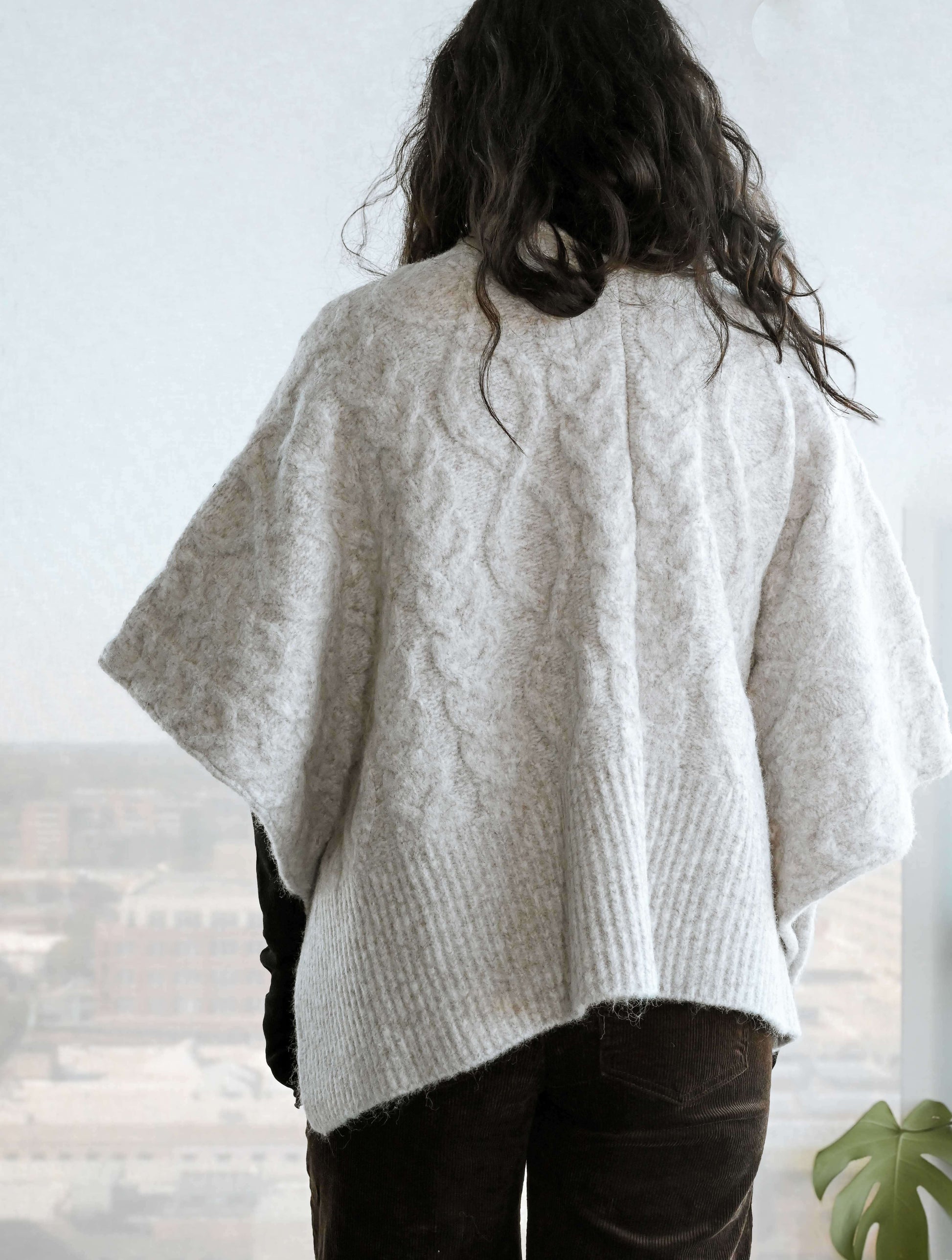 Sweater Cape with Gold Buttons