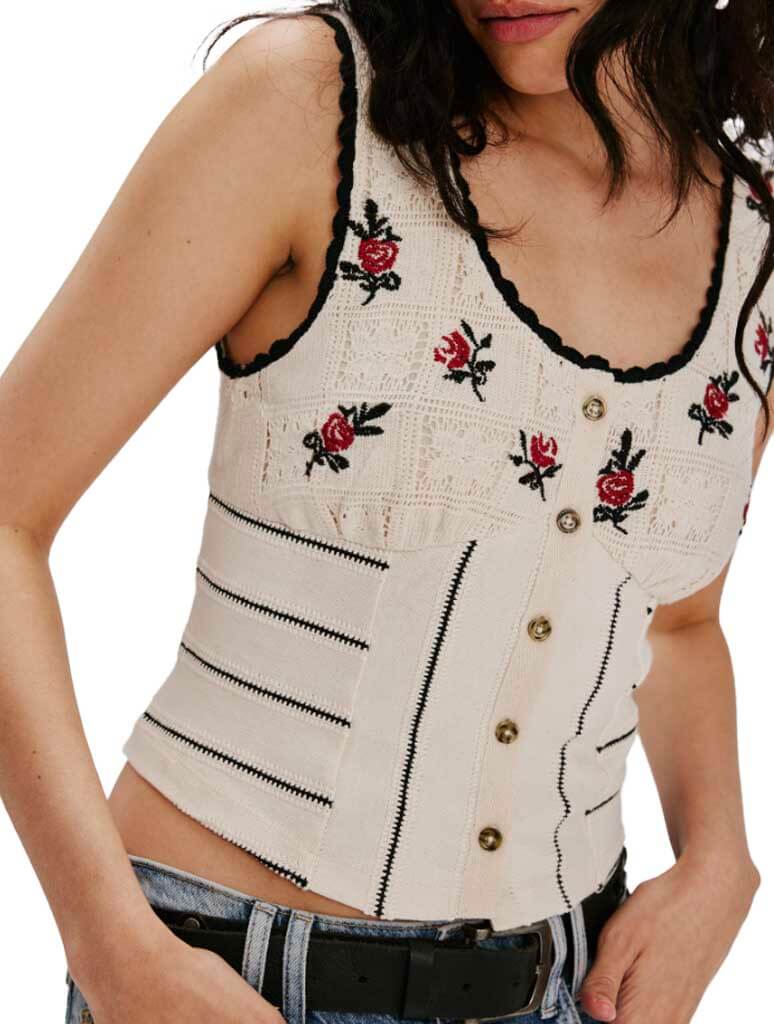 Free People Rose Bud Knit Top