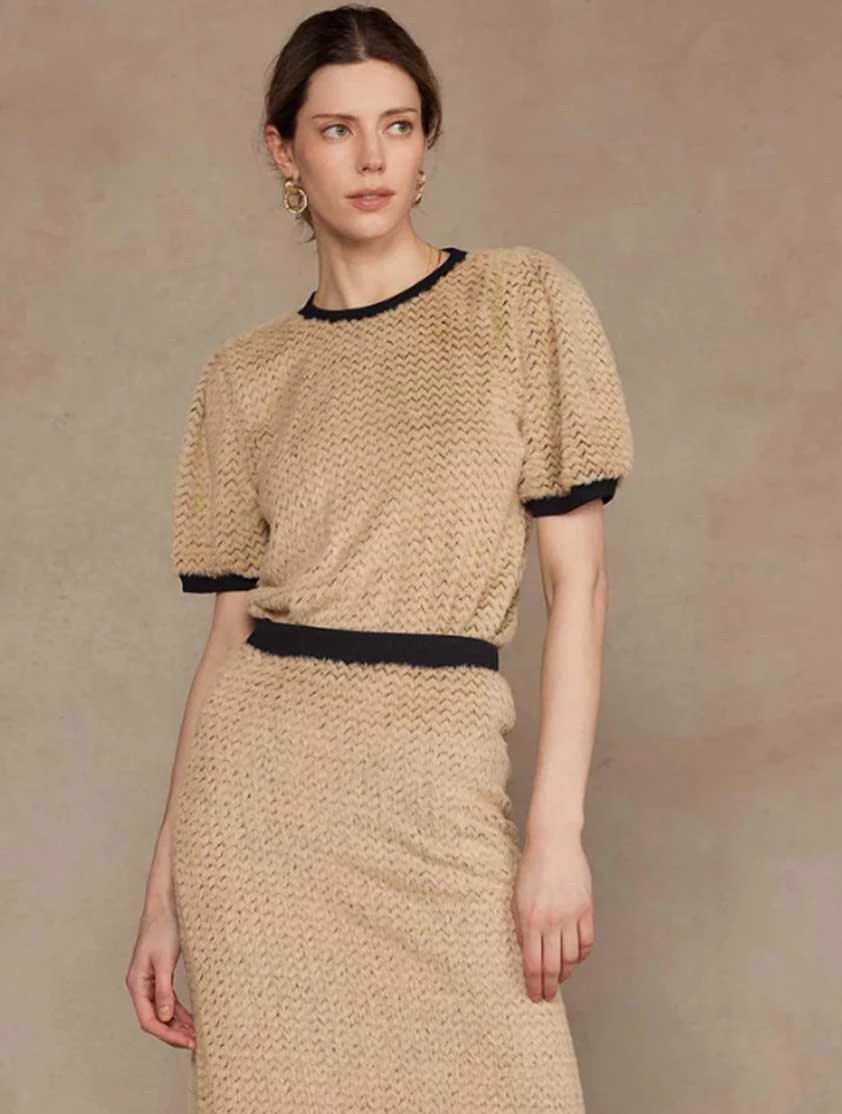 ZigZag Stripe Hairy Knit Top