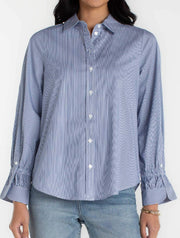 Liverpool Adjustable Sleeve Button Front Woven Top