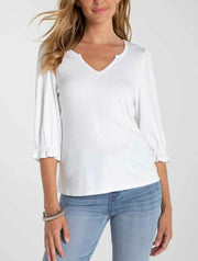 Liverpool Elbow Sleeve Notch Knit Tee