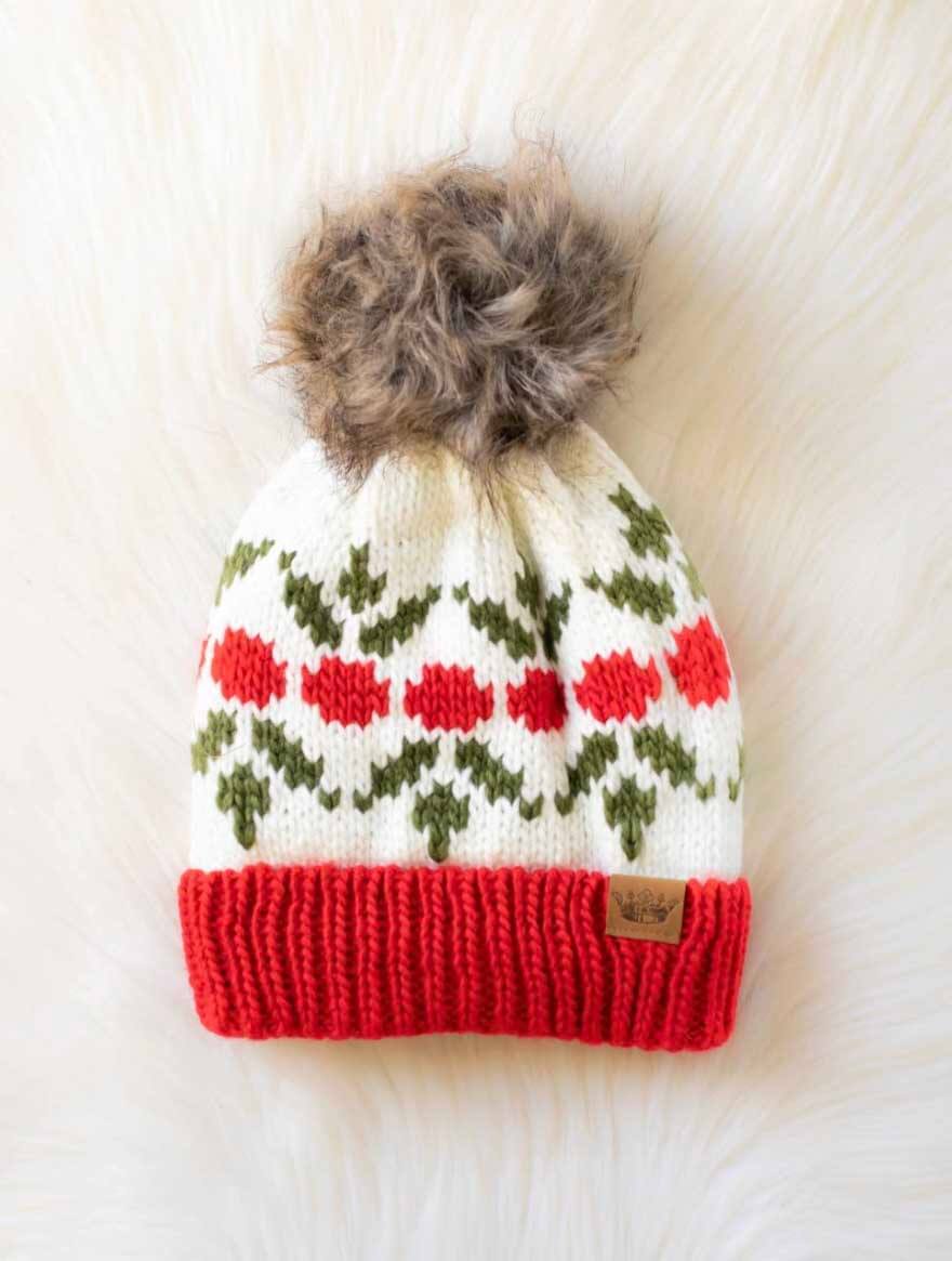 Holly Patterned Hat (Final Sale)