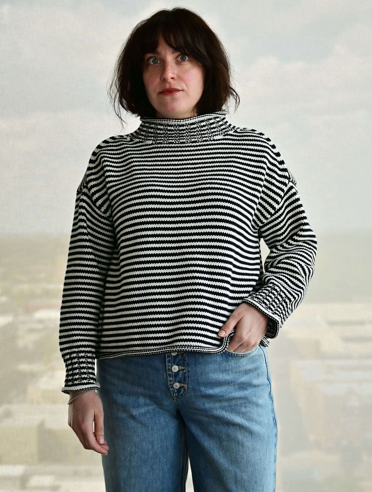 Lucretia Funnel Neck Stripe Sweater